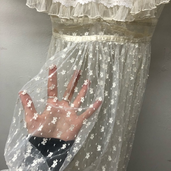 Gunne Sax Romantic Renaissance Bridal Collection Lace Ruffle Maxi Dress Size 7 - Picture 9 of 13